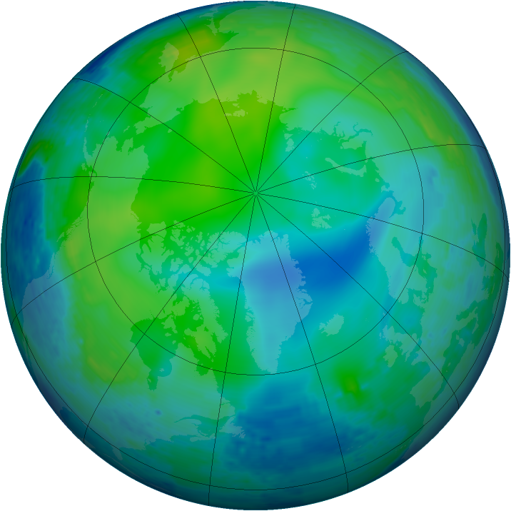 Arctic ozone map for 02 November 1993
